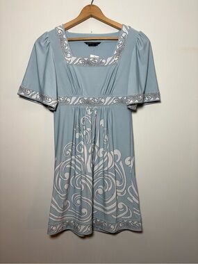 BCBG Max Azria Blue Art Deco Swirl Mini Dress NWT Size XS